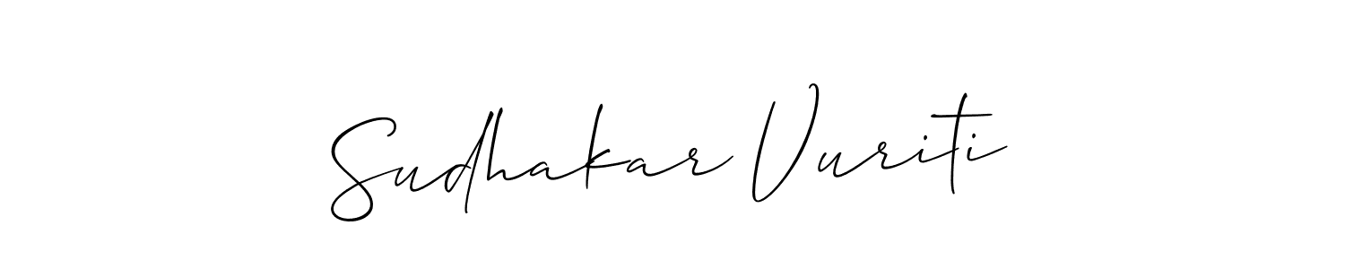 Create a beautiful signature design for name Sudhakar Vuriti. With this signature (Allison_Script) fonts, you can make a handwritten signature for free. Sudhakar Vuriti signature style 2 images and pictures png