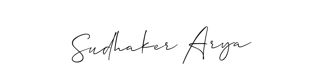 Create a beautiful signature design for name Sudhaker Arya. With this signature (Allison_Script) fonts, you can make a handwritten signature for free. Sudhaker Arya signature style 2 images and pictures png