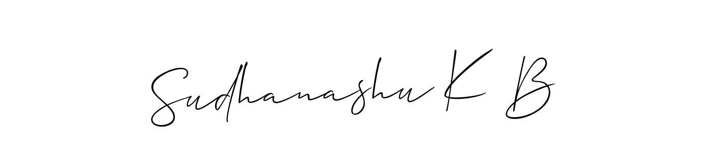 You should practise on your own different ways (Allison_Script) to write your name (Sudhanashu K B) in signature. don't let someone else do it for you. Sudhanashu K B signature style 2 images and pictures png
