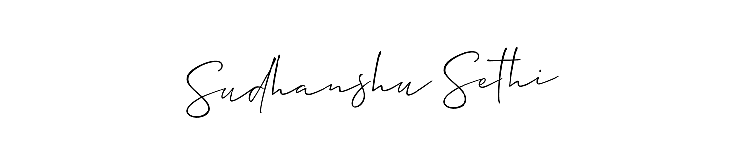 It looks lik you need a new signature style for name Sudhanshu Sethi. Design unique handwritten (Allison_Script) signature with our free signature maker in just a few clicks. Sudhanshu Sethi signature style 2 images and pictures png