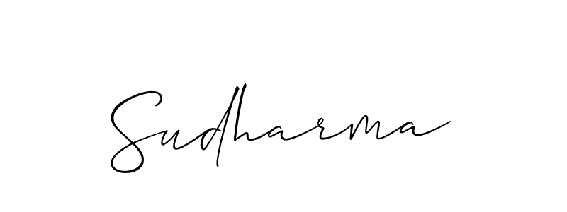 How to make Sudharma signature? Allison_Script is a professional autograph style. Create handwritten signature for Sudharma name. Sudharma signature style 2 images and pictures png