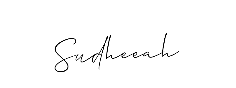 Also we have Sudheeah name is the best signature style. Create professional handwritten signature collection using Allison_Script autograph style. Sudheeah signature style 2 images and pictures png