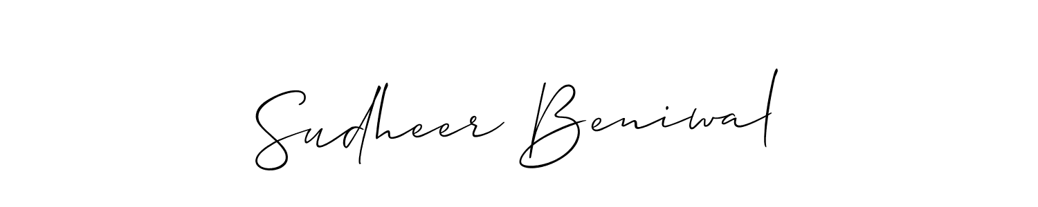 This is the best signature style for the Sudheer Beniwal name. Also you like these signature font (Allison_Script). Mix name signature. Sudheer Beniwal signature style 2 images and pictures png