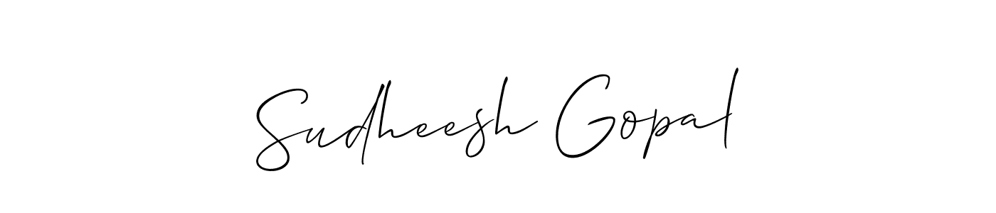 The best way (Allison_Script) to make a short signature is to pick only two or three words in your name. The name Sudheesh Gopal include a total of six letters. For converting this name. Sudheesh Gopal signature style 2 images and pictures png