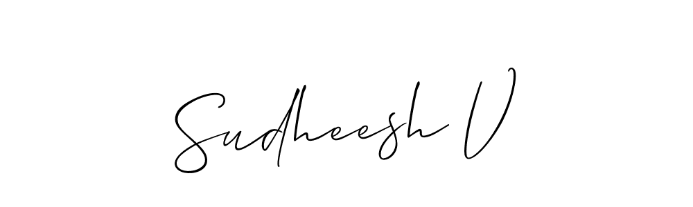 Also we have Sudheesh V name is the best signature style. Create professional handwritten signature collection using Allison_Script autograph style. Sudheesh V signature style 2 images and pictures png