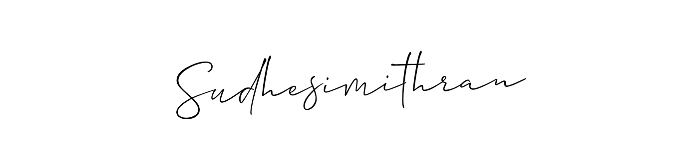 Allison_Script is a professional signature style that is perfect for those who want to add a touch of class to their signature. It is also a great choice for those who want to make their signature more unique. Get Sudhesimithran name to fancy signature for free. Sudhesimithran signature style 2 images and pictures png