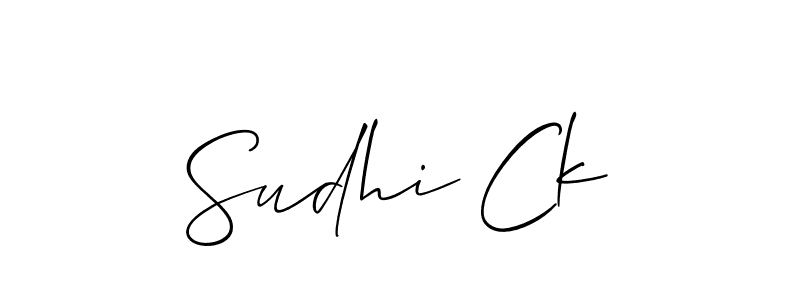 You should practise on your own different ways (Allison_Script) to write your name (Sudhi Ck) in signature. don't let someone else do it for you. Sudhi Ck signature style 2 images and pictures png