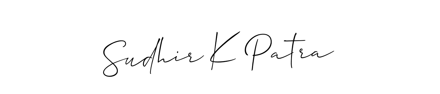 Also You can easily find your signature by using the search form. We will create Sudhir K Patra name handwritten signature images for you free of cost using Allison_Script sign style. Sudhir K Patra signature style 2 images and pictures png