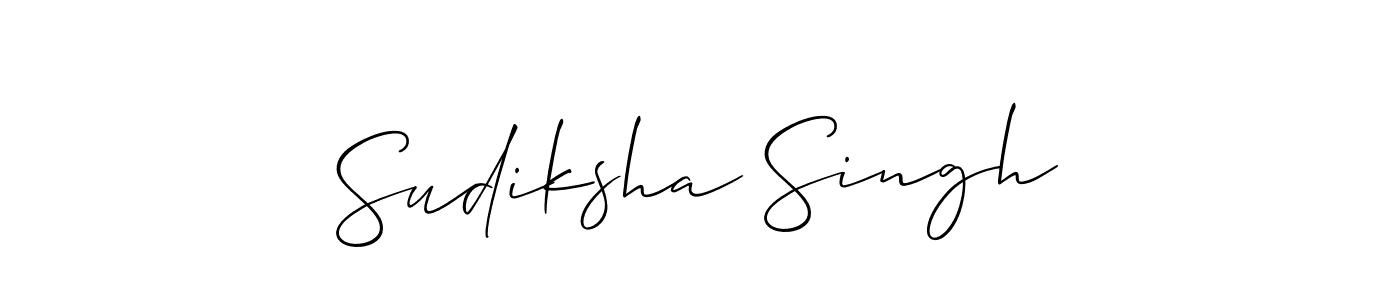 The best way (Allison_Script) to make a short signature is to pick only two or three words in your name. The name Sudiksha Singh include a total of six letters. For converting this name. Sudiksha Singh signature style 2 images and pictures png