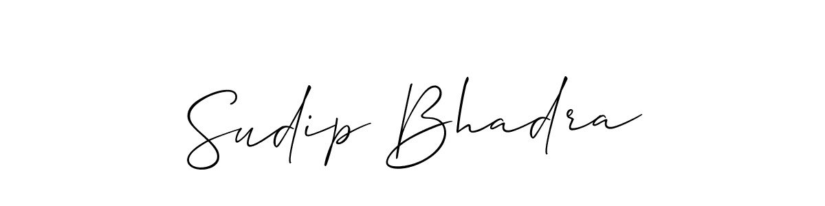 Make a beautiful signature design for name Sudip Bhadra. With this signature (Allison_Script) style, you can create a handwritten signature for free. Sudip Bhadra signature style 2 images and pictures png