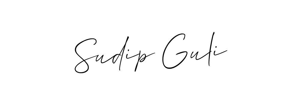Make a beautiful signature design for name Sudip Guli. With this signature (Allison_Script) style, you can create a handwritten signature for free. Sudip Guli signature style 2 images and pictures png