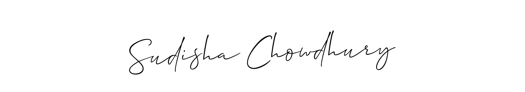 Allison_Script is a professional signature style that is perfect for those who want to add a touch of class to their signature. It is also a great choice for those who want to make their signature more unique. Get Sudisha Chowdhury name to fancy signature for free. Sudisha Chowdhury signature style 2 images and pictures png