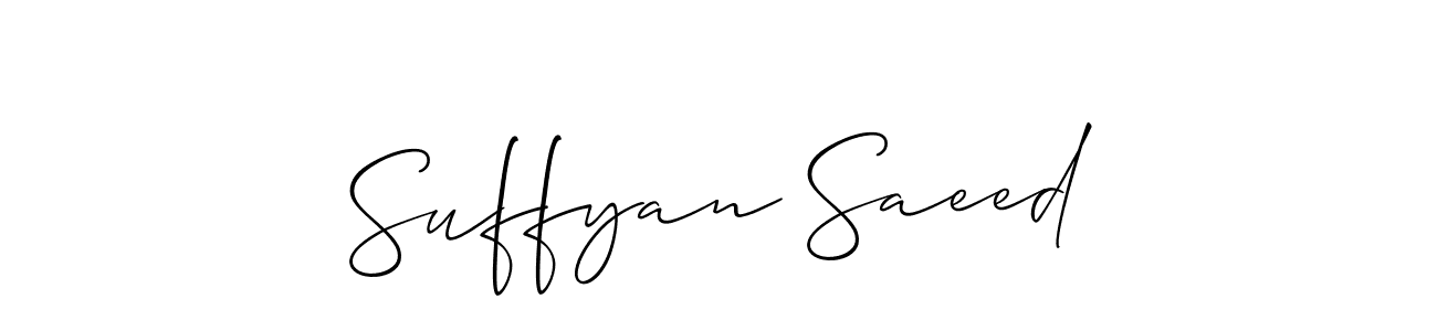 You should practise on your own different ways (Allison_Script) to write your name (Suffyan Saeed) in signature. don't let someone else do it for you. Suffyan Saeed signature style 2 images and pictures png