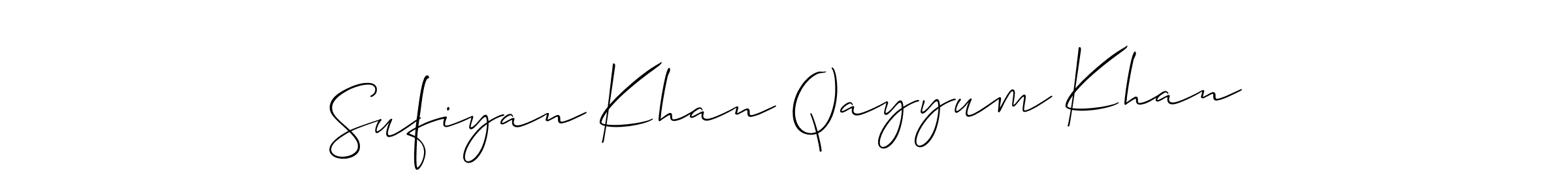 if you are searching for the best signature style for your name Sufiyan Khan Qayyum Khan. so please give up your signature search. here we have designed multiple signature styles  using Allison_Script. Sufiyan Khan Qayyum Khan signature style 2 images and pictures png