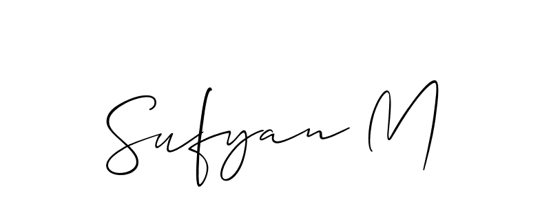 How to make Sufyan M signature? Allison_Script is a professional autograph style. Create handwritten signature for Sufyan M name. Sufyan M signature style 2 images and pictures png