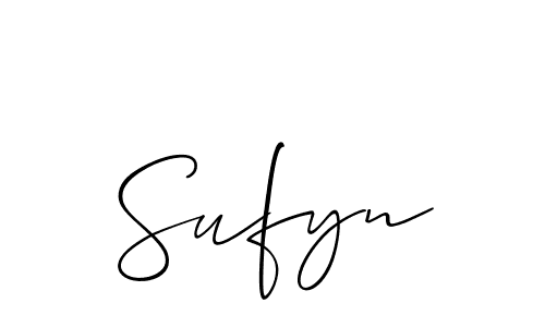 Make a beautiful signature design for name Sufyn. With this signature (Allison_Script) style, you can create a handwritten signature for free. Sufyn signature style 2 images and pictures png