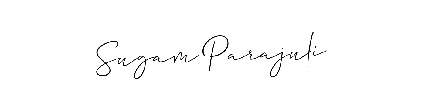 Also You can easily find your signature by using the search form. We will create Sugam Parajuli name handwritten signature images for you free of cost using Allison_Script sign style. Sugam Parajuli signature style 2 images and pictures png