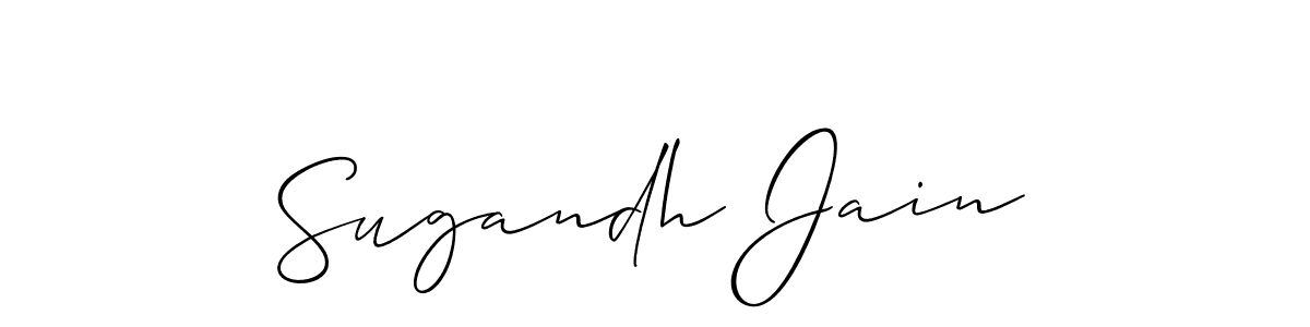 You should practise on your own different ways (Allison_Script) to write your name (Sugandh Jain) in signature. don't let someone else do it for you. Sugandh Jain signature style 2 images and pictures png