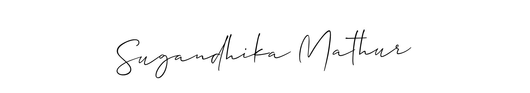 Make a beautiful signature design for name Sugandhika Mathur. With this signature (Allison_Script) style, you can create a handwritten signature for free. Sugandhika Mathur signature style 2 images and pictures png