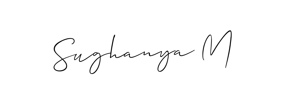 Sughanya M stylish signature style. Best Handwritten Sign (Allison_Script) for my name. Handwritten Signature Collection Ideas for my name Sughanya M. Sughanya M signature style 2 images and pictures png