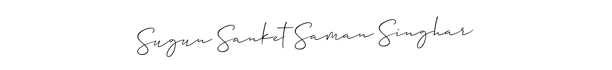 It looks lik you need a new signature style for name Sugun Sanket Saman Singhar. Design unique handwritten (Allison_Script) signature with our free signature maker in just a few clicks. Sugun Sanket Saman Singhar signature style 2 images and pictures png