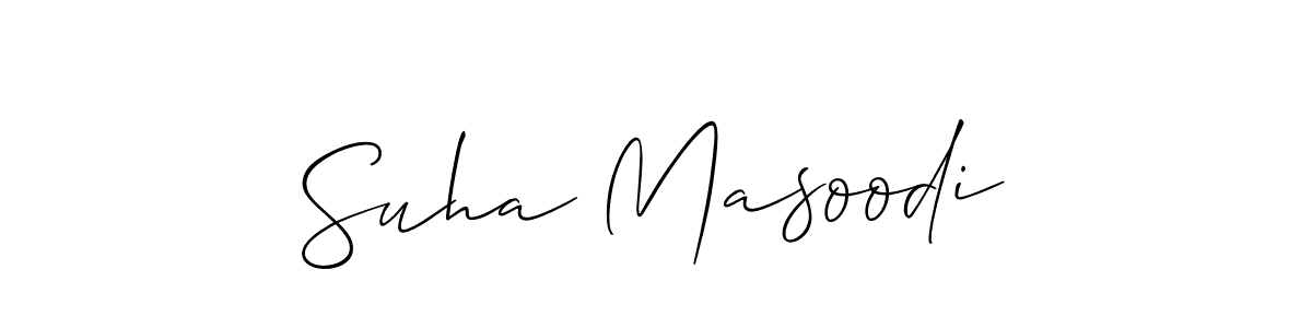 Create a beautiful signature design for name Suha Masoodi. With this signature (Allison_Script) fonts, you can make a handwritten signature for free. Suha Masoodi signature style 2 images and pictures png