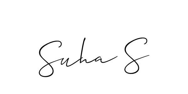 You should practise on your own different ways (Allison_Script) to write your name (Suha S) in signature. don't let someone else do it for you. Suha S signature style 2 images and pictures png