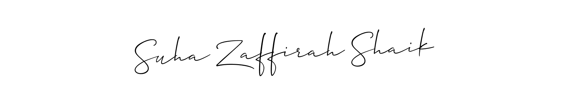 Once you've used our free online signature maker to create your best signature Allison_Script style, it's time to enjoy all of the benefits that Suha Zaffirah Shaik name signing documents. Suha Zaffirah Shaik signature style 2 images and pictures png