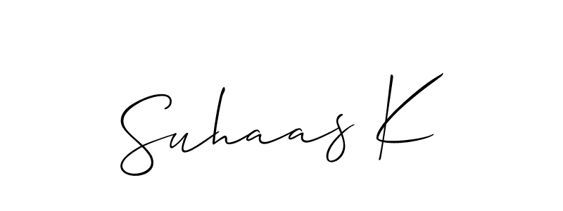 How to make Suhaas K signature? Allison_Script is a professional autograph style. Create handwritten signature for Suhaas K name. Suhaas K signature style 2 images and pictures png