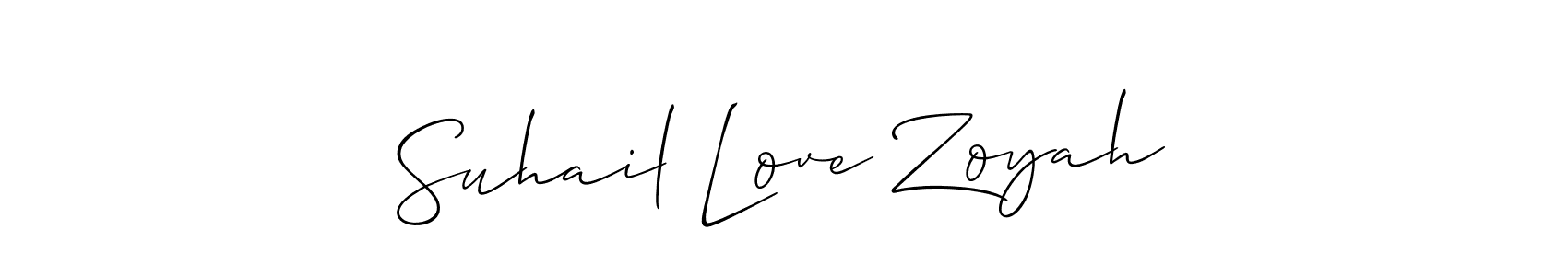 Create a beautiful signature design for name Suhail Love Zoyah. With this signature (Allison_Script) fonts, you can make a handwritten signature for free. Suhail Love Zoyah signature style 2 images and pictures png