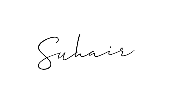 Use a signature maker to create a handwritten signature online. With this signature software, you can design (Allison_Script) your own signature for name Suhair. Suhair signature style 2 images and pictures png