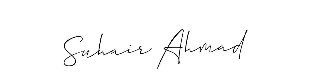 The best way (Allison_Script) to make a short signature is to pick only two or three words in your name. The name Suhair Ahmad include a total of six letters. For converting this name. Suhair Ahmad signature style 2 images and pictures png