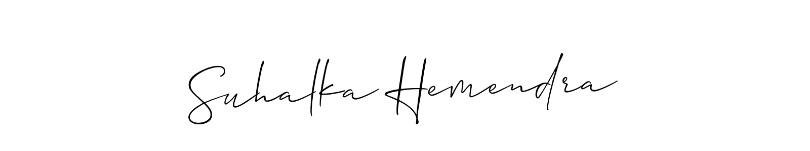Make a beautiful signature design for name Suhalka Hemendra. With this signature (Allison_Script) style, you can create a handwritten signature for free. Suhalka Hemendra signature style 2 images and pictures png