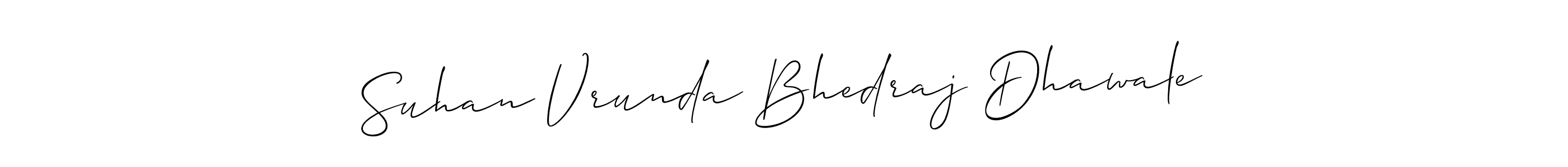 Make a beautiful signature design for name Suhan Vrunda Bhedraj Dhawale. With this signature (Allison_Script) style, you can create a handwritten signature for free. Suhan Vrunda Bhedraj Dhawale signature style 2 images and pictures png