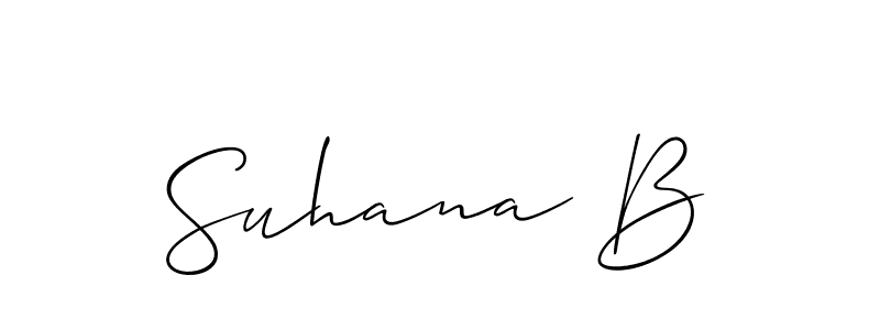 Design your own signature with our free online signature maker. With this signature software, you can create a handwritten (Allison_Script) signature for name Suhana B. Suhana B signature style 2 images and pictures png