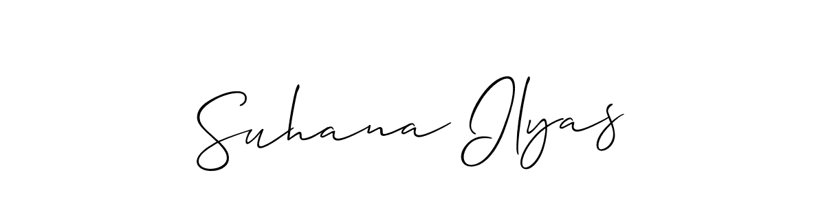 The best way (Allison_Script) to make a short signature is to pick only two or three words in your name. The name Suhana Ilyas include a total of six letters. For converting this name. Suhana Ilyas signature style 2 images and pictures png