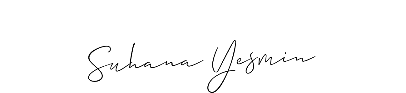 The best way (Allison_Script) to make a short signature is to pick only two or three words in your name. The name Suhana Yesmin include a total of six letters. For converting this name. Suhana Yesmin signature style 2 images and pictures png