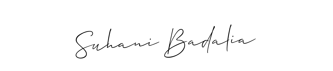 It looks lik you need a new signature style for name Suhani Badalia. Design unique handwritten (Allison_Script) signature with our free signature maker in just a few clicks. Suhani Badalia signature style 2 images and pictures png