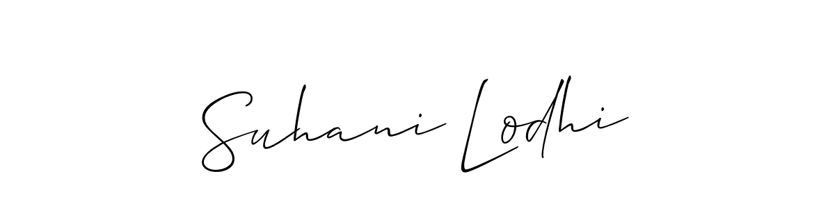 Use a signature maker to create a handwritten signature online. With this signature software, you can design (Allison_Script) your own signature for name Suhani Lodhi. Suhani Lodhi signature style 2 images and pictures png