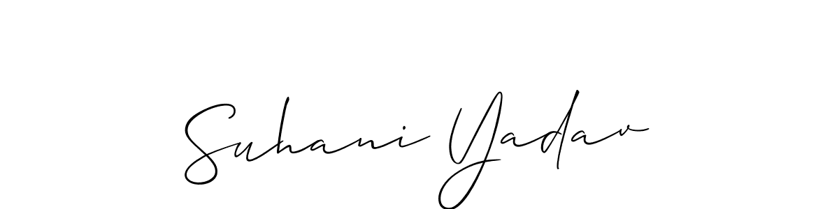 Use a signature maker to create a handwritten signature online. With this signature software, you can design (Allison_Script) your own signature for name Suhani Yadav. Suhani Yadav signature style 2 images and pictures png