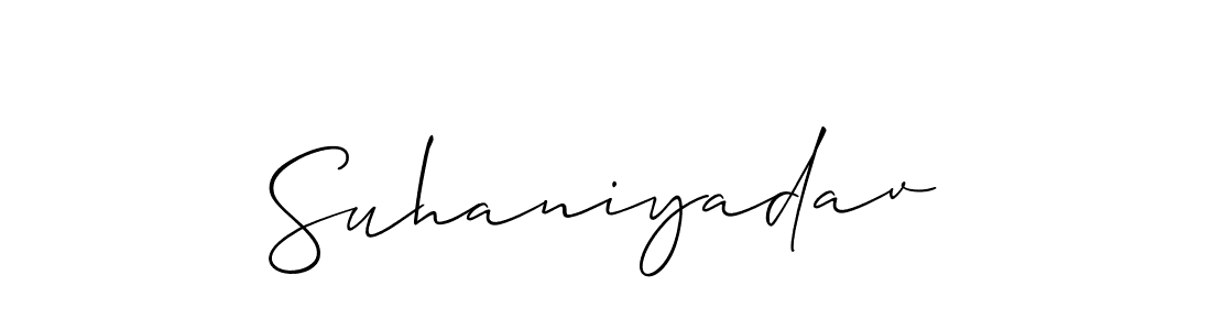 Also we have Suhaniyadav name is the best signature style. Create professional handwritten signature collection using Allison_Script autograph style. Suhaniyadav signature style 2 images and pictures png