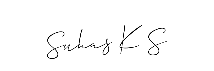 How to make Suhas K S name signature. Use Allison_Script style for creating short signs online. This is the latest handwritten sign. Suhas K S signature style 2 images and pictures png