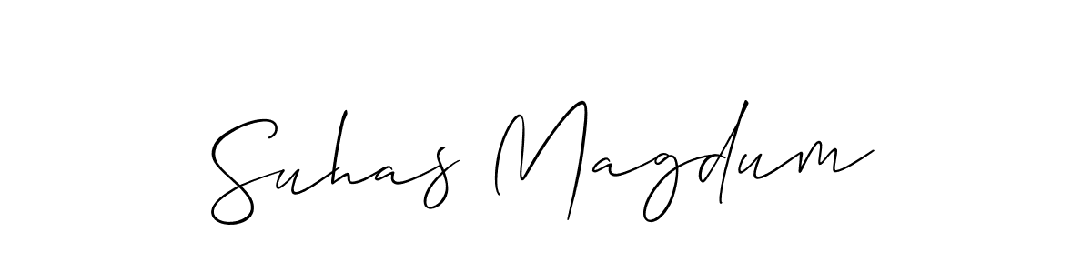 The best way (Allison_Script) to make a short signature is to pick only two or three words in your name. The name Suhas Magdum include a total of six letters. For converting this name. Suhas Magdum signature style 2 images and pictures png