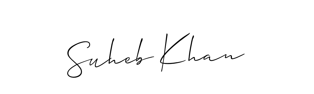 Make a beautiful signature design for name Suheb Khan. With this signature (Allison_Script) style, you can create a handwritten signature for free. Suheb Khan signature style 2 images and pictures png