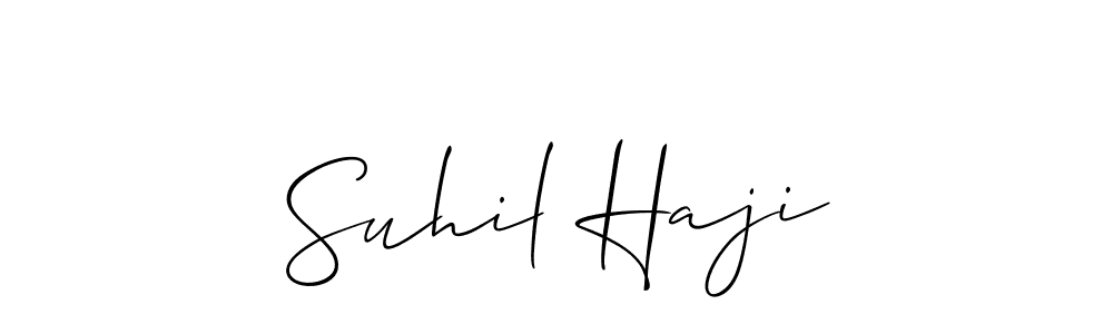 The best way (Allison_Script) to make a short signature is to pick only two or three words in your name. The name Suhil Haji include a total of six letters. For converting this name. Suhil Haji signature style 2 images and pictures png