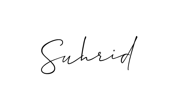 The best way (Allison_Script) to make a short signature is to pick only two or three words in your name. The name Suhrid include a total of six letters. For converting this name. Suhrid signature style 2 images and pictures png