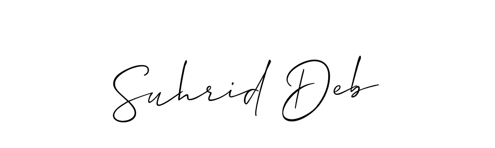 Make a beautiful signature design for name Suhrid Deb. With this signature (Allison_Script) style, you can create a handwritten signature for free. Suhrid Deb signature style 2 images and pictures png