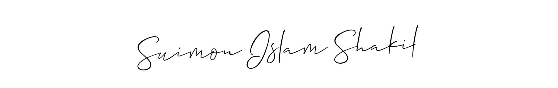 Also You can easily find your signature by using the search form. We will create Suimon Islam Shakil name handwritten signature images for you free of cost using Allison_Script sign style. Suimon Islam Shakil signature style 2 images and pictures png