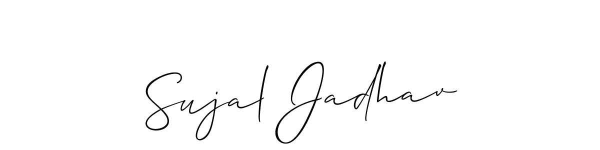 The best way (Allison_Script) to make a short signature is to pick only two or three words in your name. The name Sujal Jadhav include a total of six letters. For converting this name. Sujal Jadhav signature style 2 images and pictures png