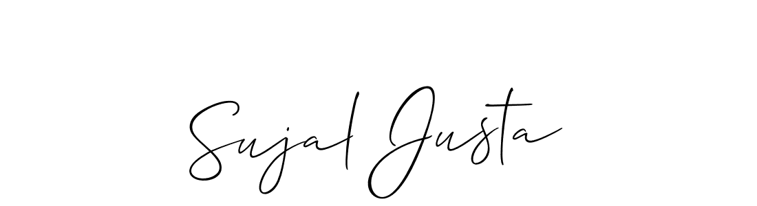 This is the best signature style for the Sujal Justa name. Also you like these signature font (Allison_Script). Mix name signature. Sujal Justa signature style 2 images and pictures png